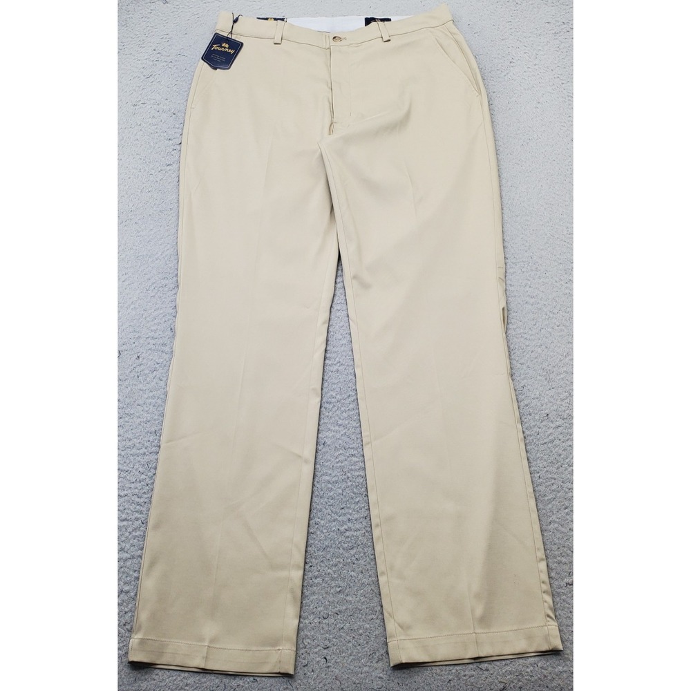Tourney Golf Pants Mens 34/32 Tan Flat Front Stretch Performance G8TNYP955-32